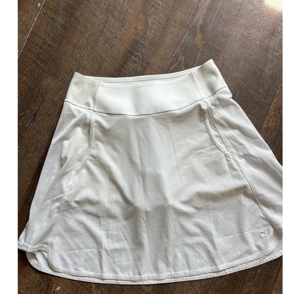 Puma Womens White Athletic Skort Tennis Golf Skirt Mesh Trim Small